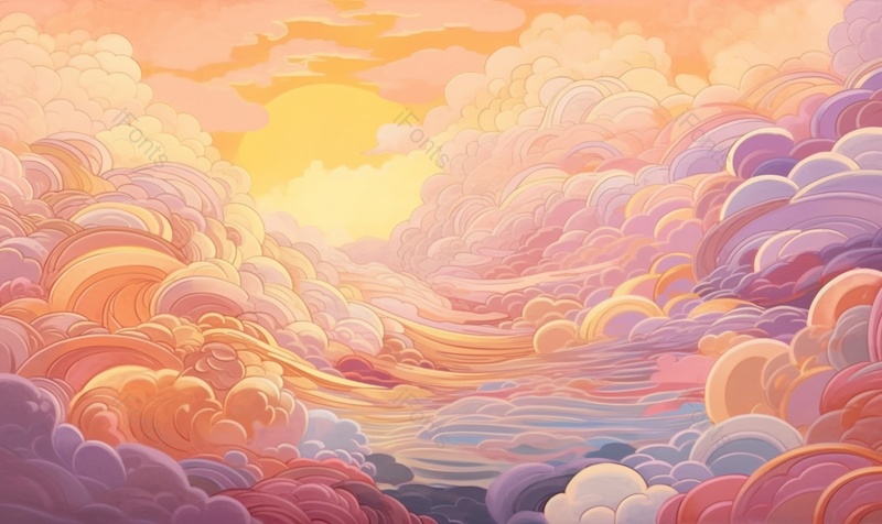 古风唯美天空中的太阳透过云朵云层渐变色祥云云纹插画,插画/手绘图,插画/手绘图库,插画/手绘图下载,插画/手绘